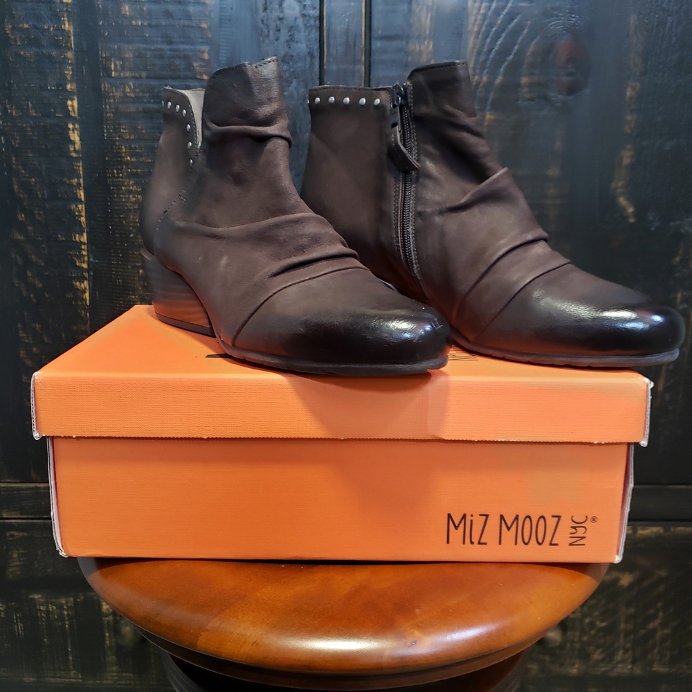 Miz Mooz Dark Brown Ankle Booties